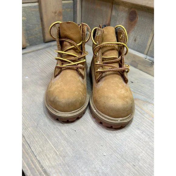 Timberland Size 6 Toddler Premium 6" Waterproof Boots 12809 Wheat Nubuck - Picture 3 of 7